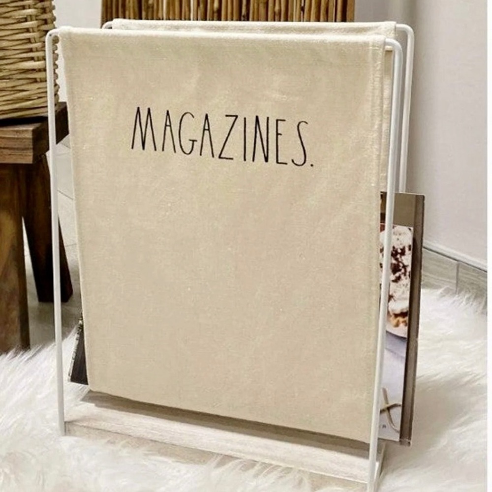 Rae Dunn canvas bag style magazine rack